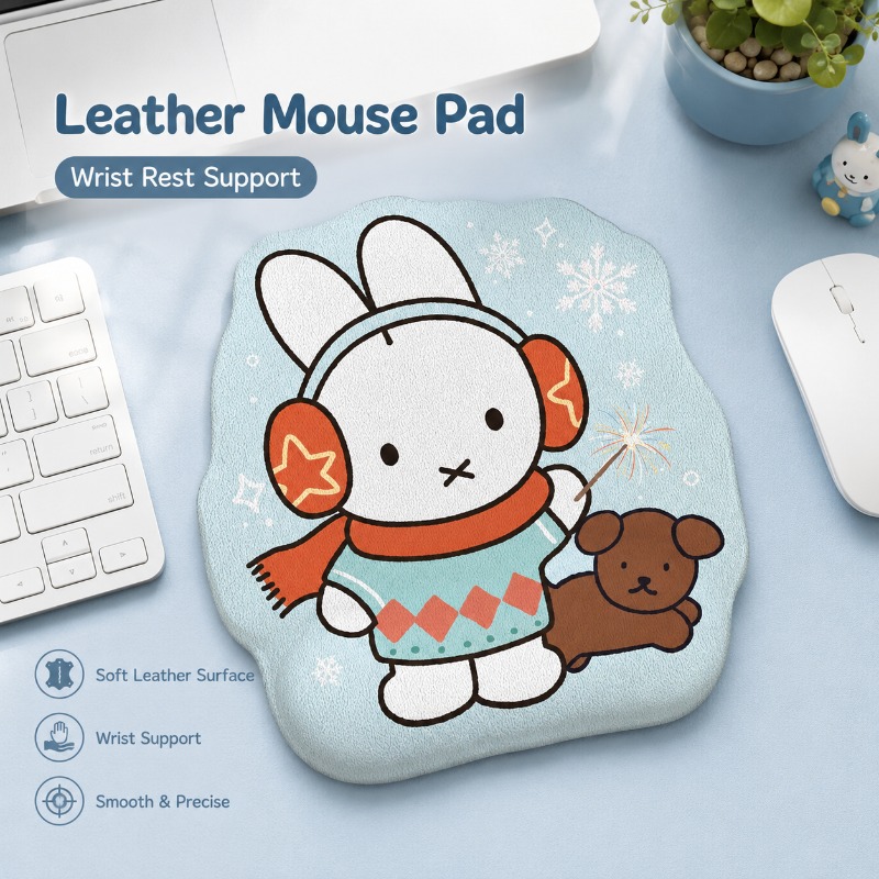 Leather Desk Pad - Anime Miffy Leather Mouse Pad with