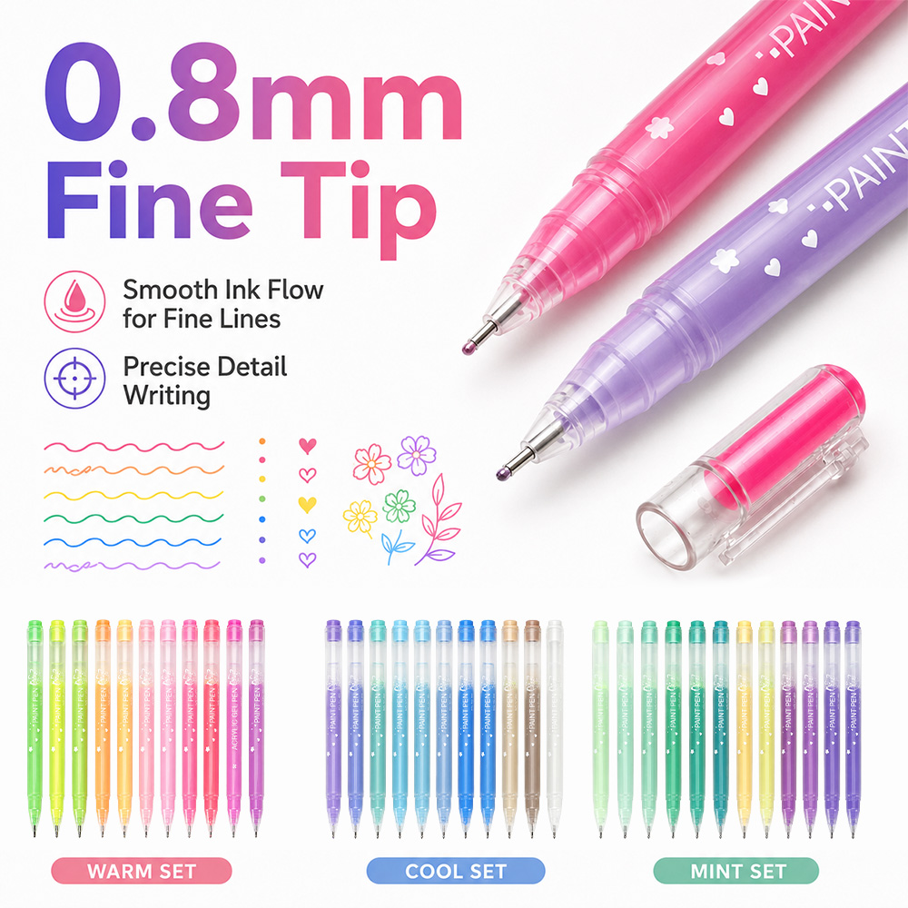 12 Colors Acrylic Gel Pens Set - đánh giá và giá Correction Pen Fine