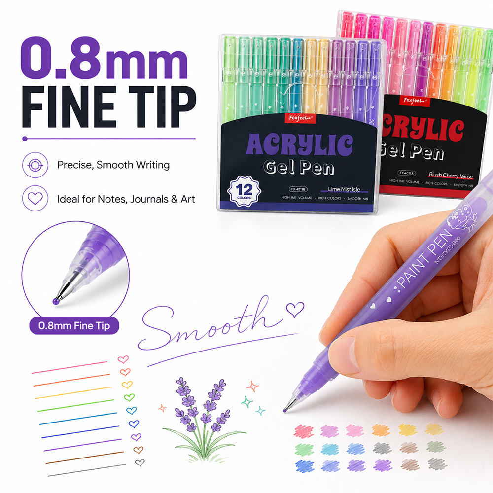 12 Colors Acrylic Gel Pens Set - đánh giá và giá Correction Pen Fine