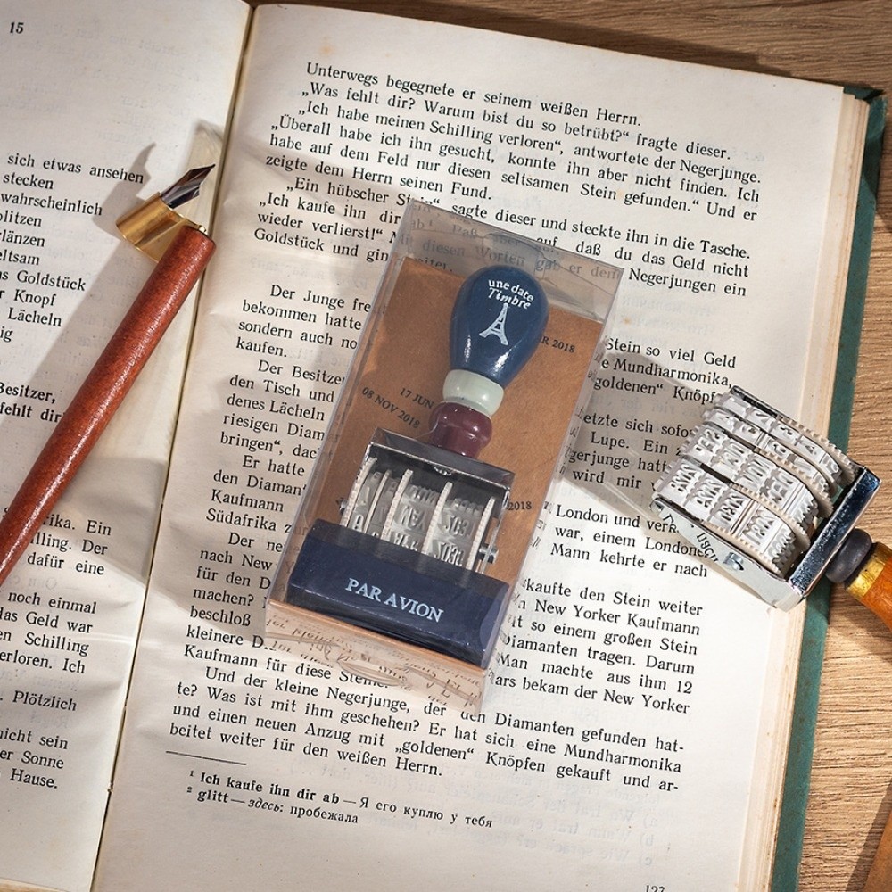 Retro Wooden Roller Date Seal  - đánh giá và giá Rubber Date Stamp